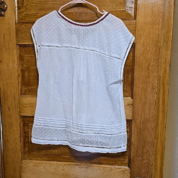 Daniel Rainn Red and White Embellished Cap Sleeve Blouse L - Picture 3 of 3